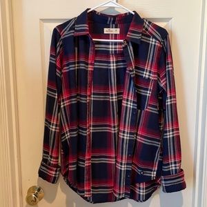Navy, Red, and White Hollister Flannel